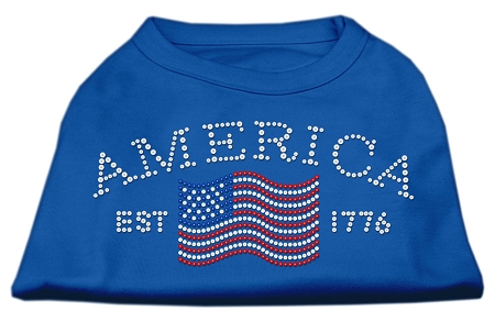 Classic American Rhinestone Shirts Blue Sm